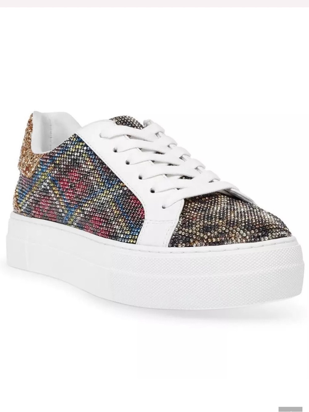 Betsey Johnson Lindsay Rhinestone Plaid & Animal Print Sneakers - Size 9M